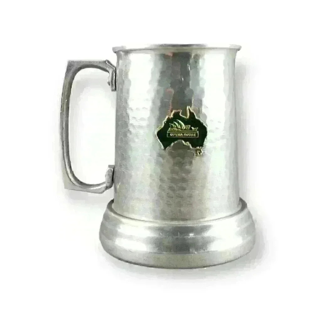 Sydney Opera House Australia Souvenir Aluminum Tankard Stein Mug Glass Bottom